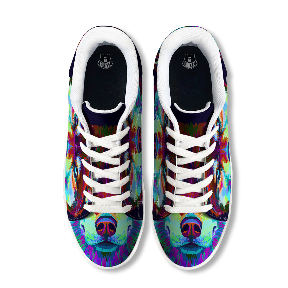 Portrait Siberian Husky Print White Low Top Sneakers-grizzshop