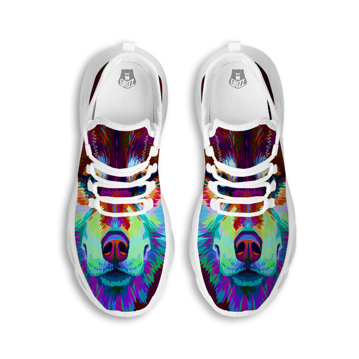 Portrait Siberian Husky Print White Running Shoes-grizzshop