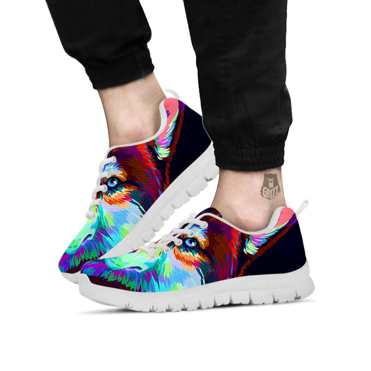 Portrait Siberian Husky Print White Sneaker-grizzshop