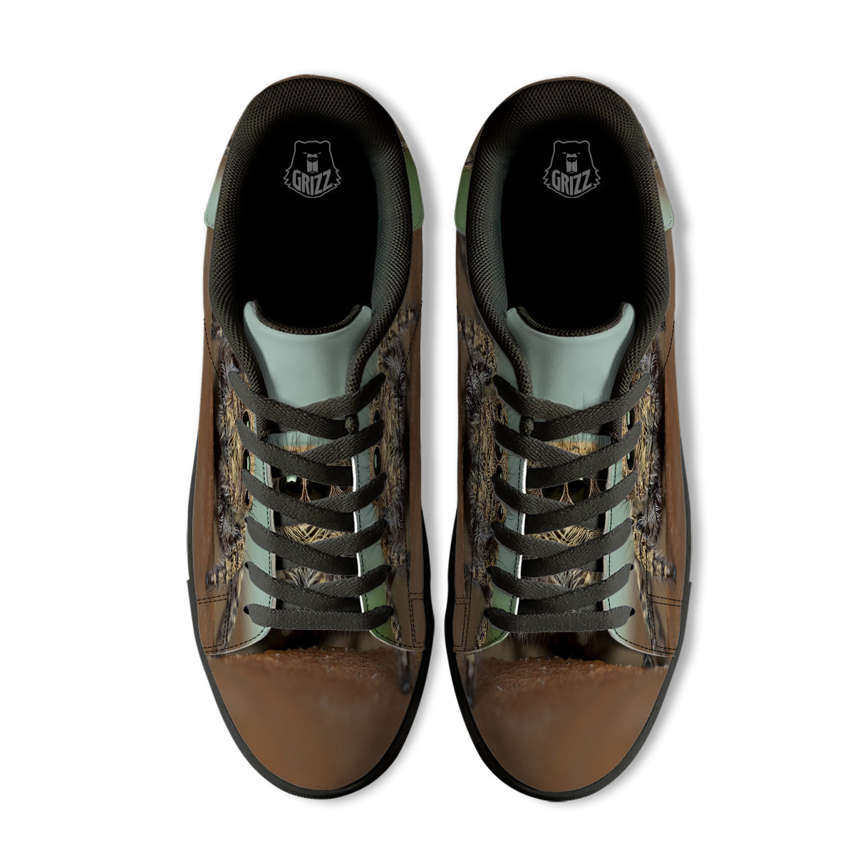 Portrait Spider Print Black Low Top Sneakers-grizzshop