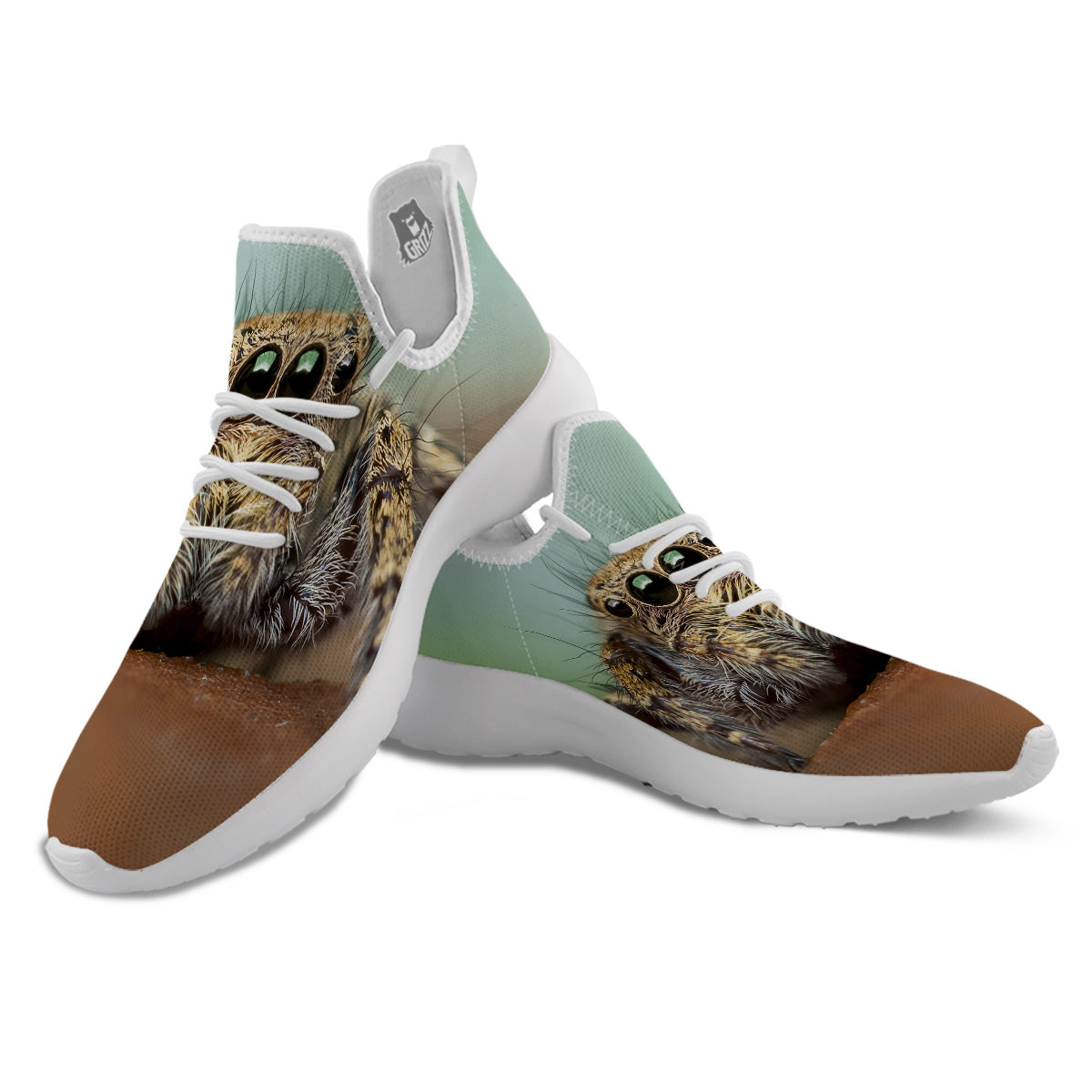 Portrait Spider Print White Athletic Shoes-grizzshop