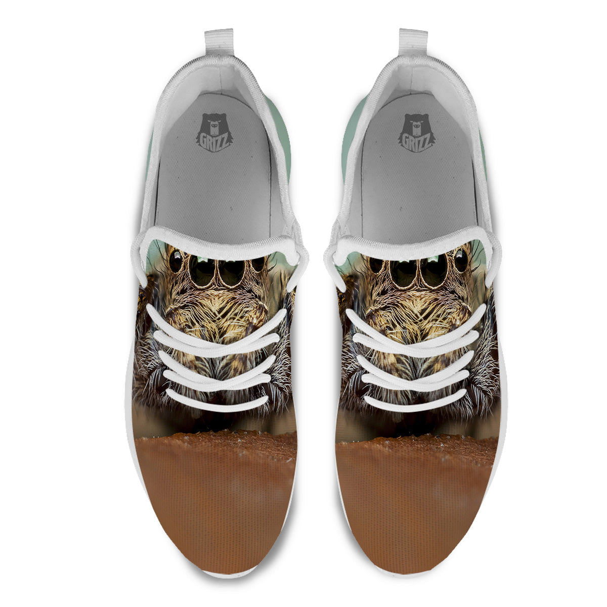 Portrait Spider Print White Athletic Shoes-grizzshop