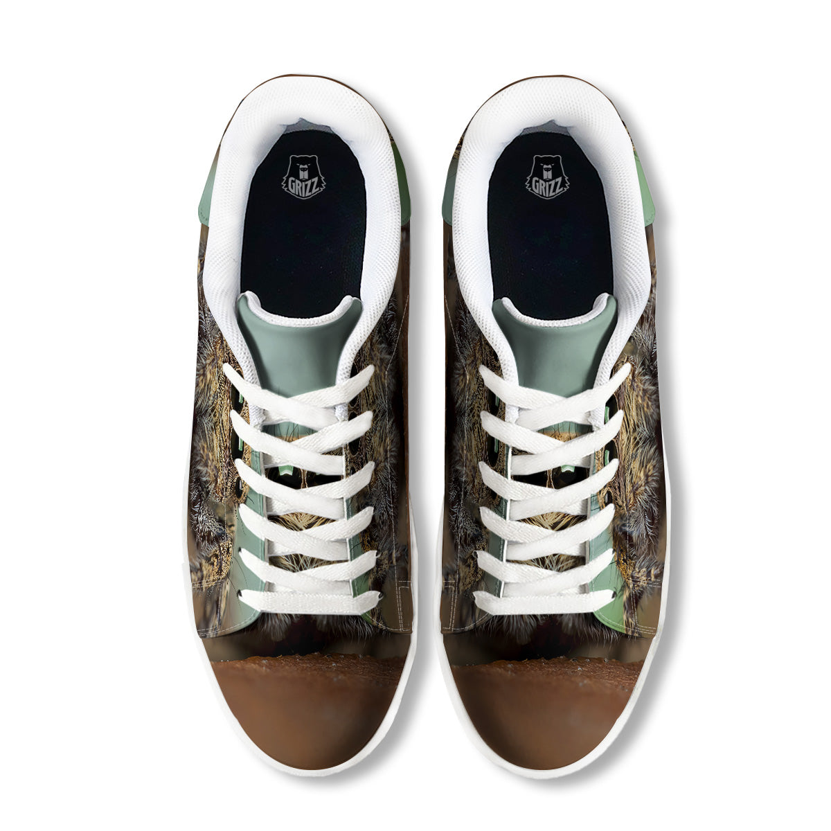 Portrait Spider Print White Low Top Sneakers-grizzshop
