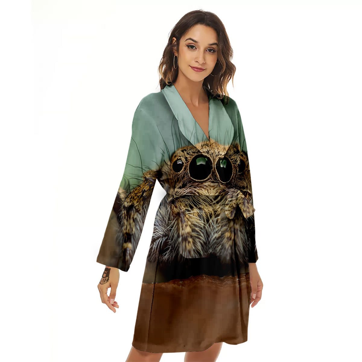 Portrait Spider Print Women's Robe-grizzshop