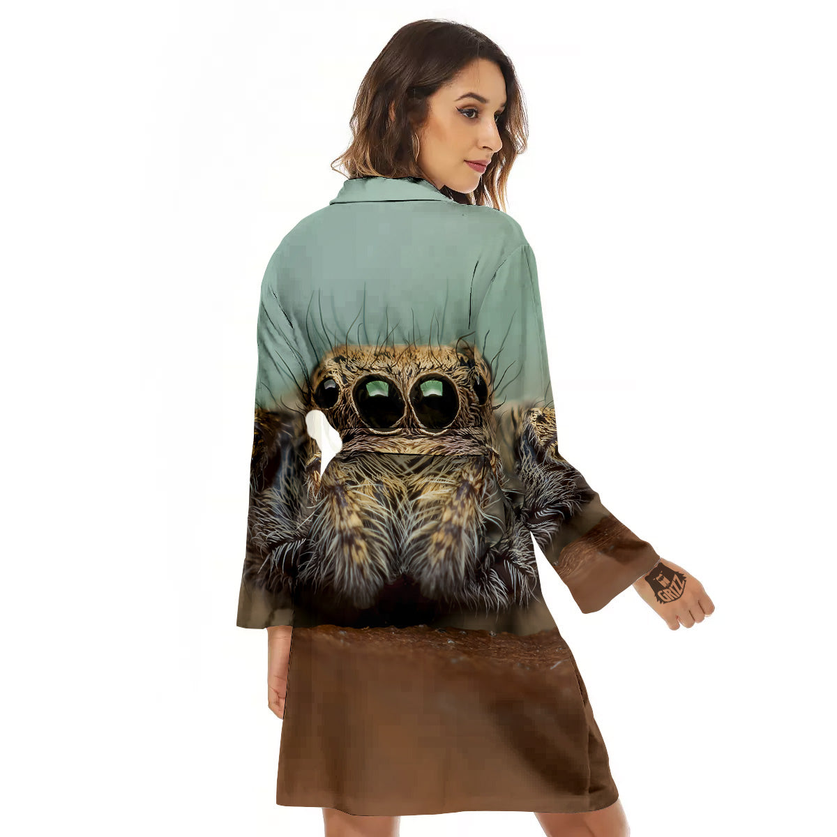Portrait Spider Print Women's Robe-grizzshop