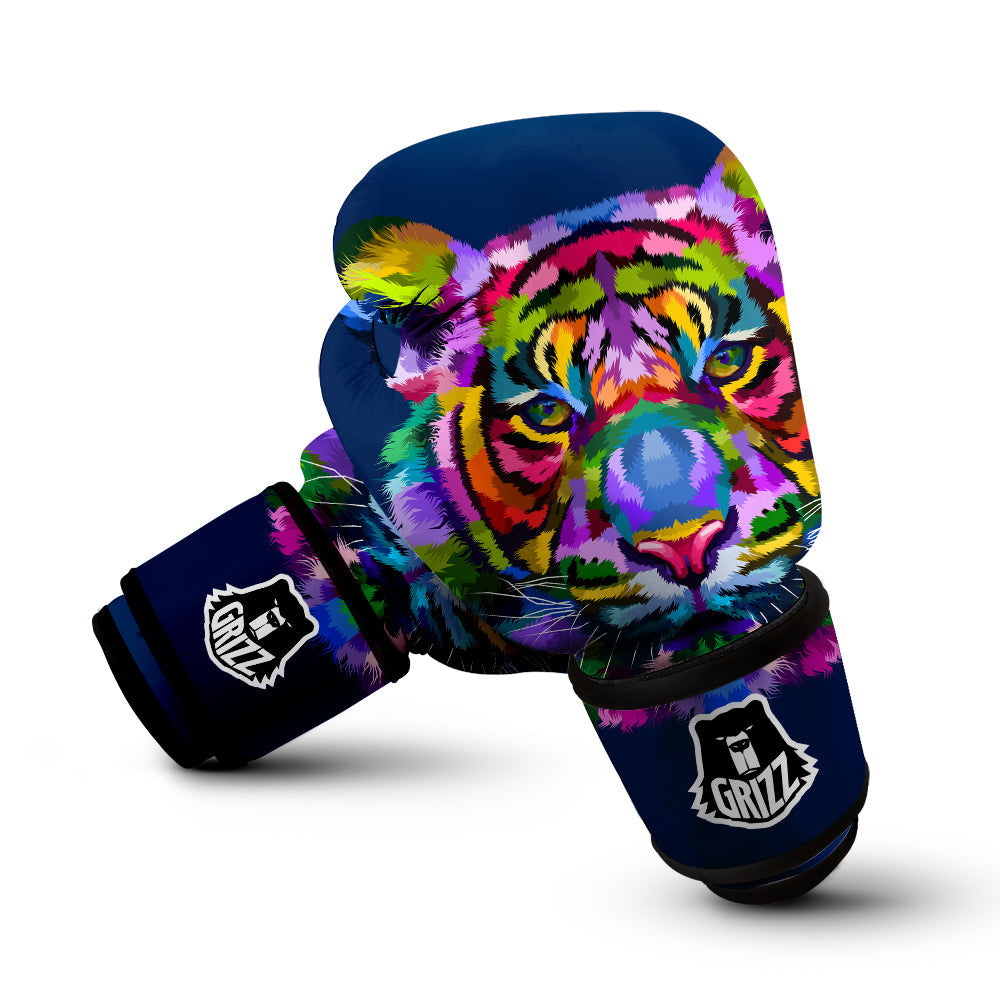 Portrait Tiger Colorful Print Boxing Gloves-grizzshop