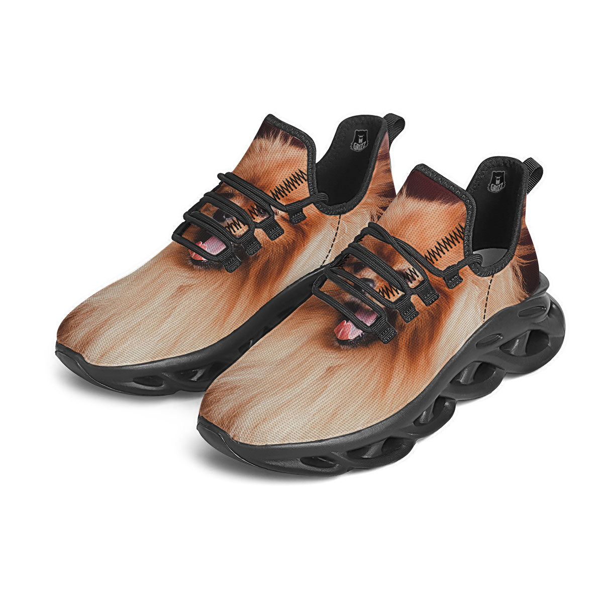 Portrait Vintage Pomeranian Black Running Shoes-grizzshop