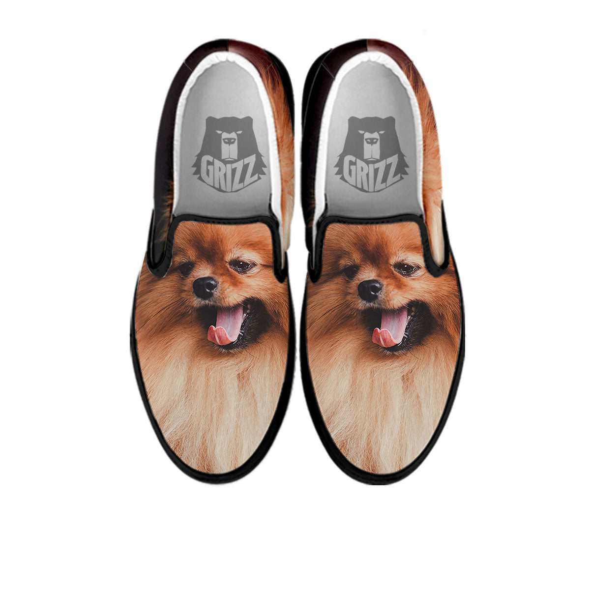 Portrait Vintage Pomeranian Black Slip On Shoes-grizzshop