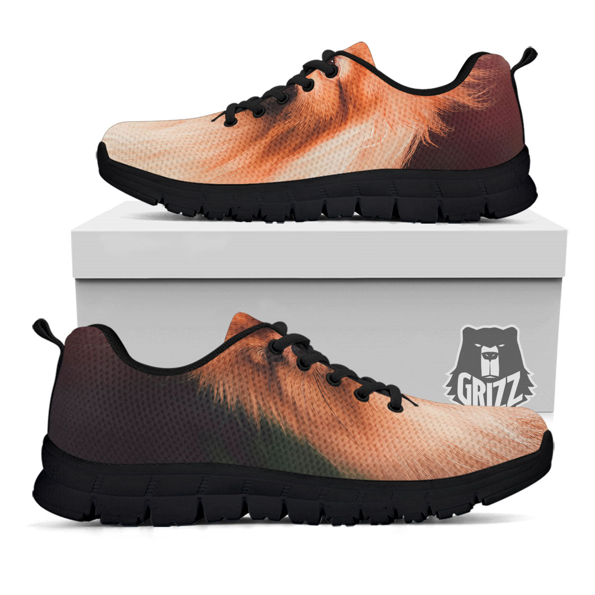 Portrait Vintage Pomeranian Black Sneaker-grizzshop