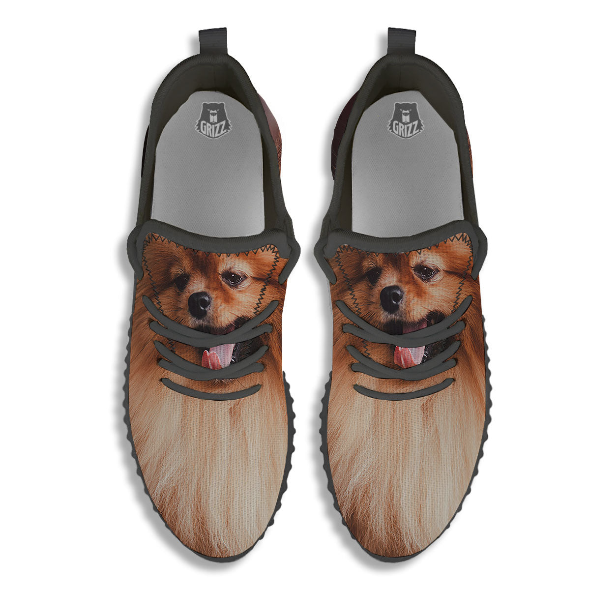 Portrait Vintage Pomeranian Black Walking Shoes-grizzshop