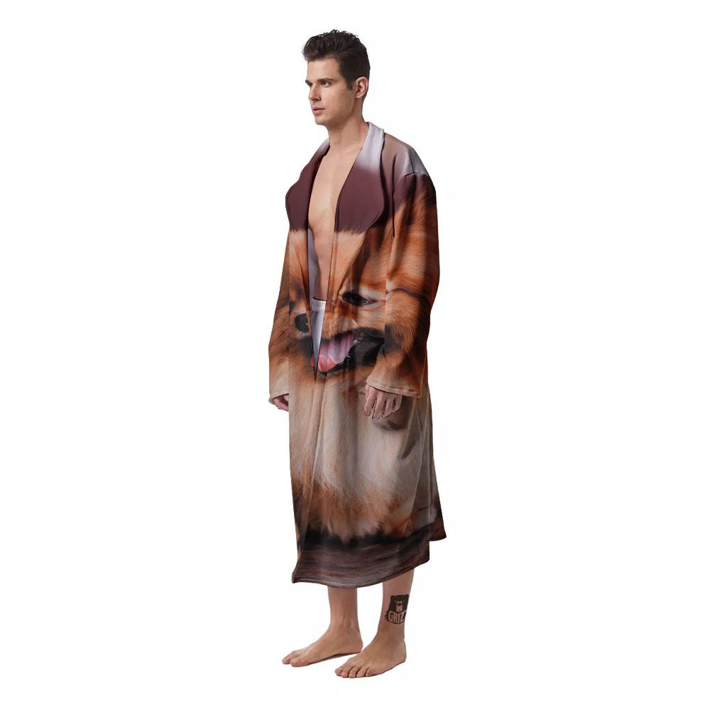 Portrait Vintage Pomeranian Men's Robe-grizzshop