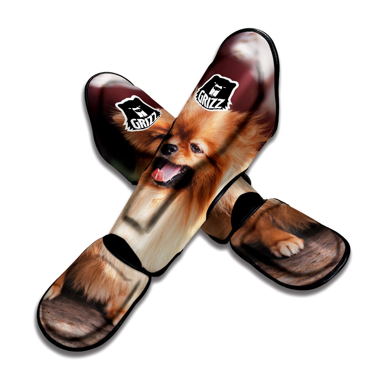 Portrait Vintage Pomeranian Muay Thai Shin Guards-grizzshop