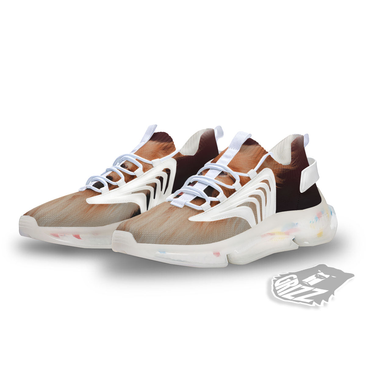 Portrait Vintage Pomeranian White Gym Shoes-grizzshop