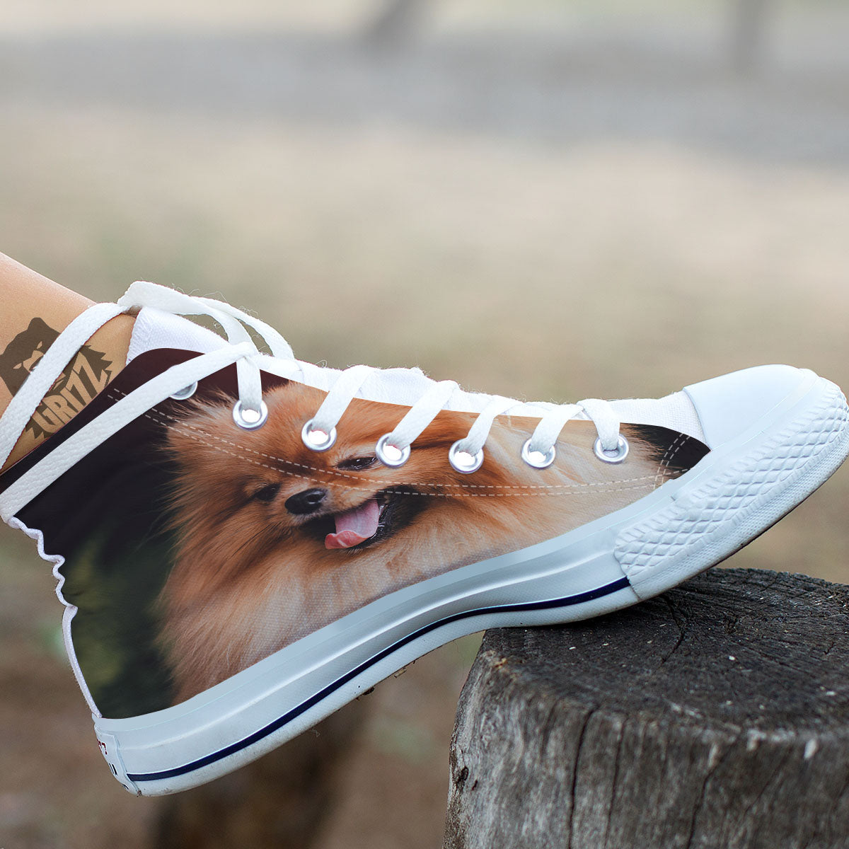 Portrait Vintage Pomeranian White High Top Shoes-grizzshop