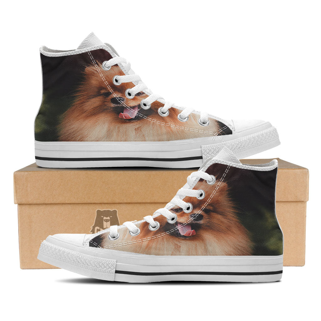 Portrait Vintage Pomeranian White High Top Shoes-grizzshop