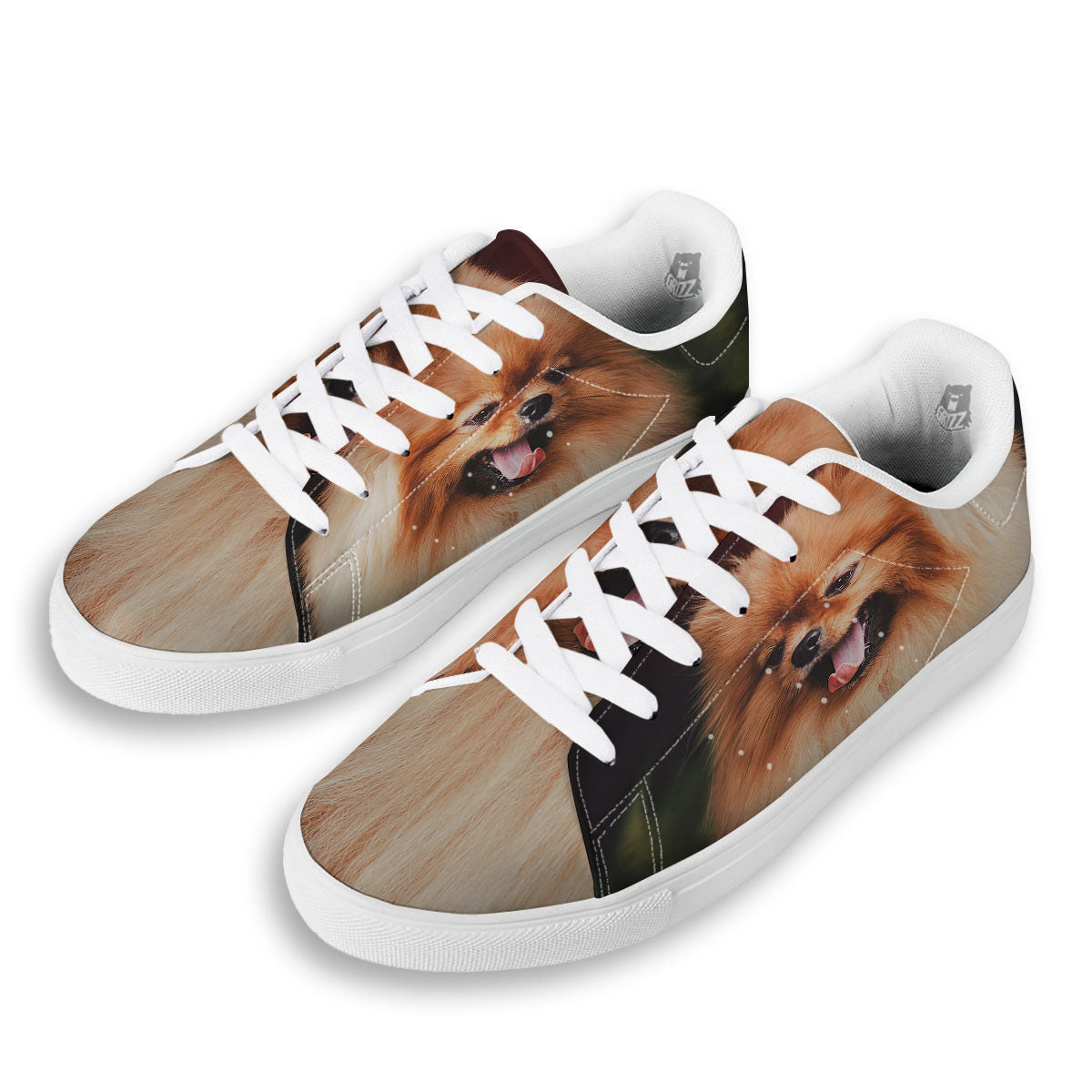 Portrait Vintage Pomeranian White Low Top Sneakers-grizzshop