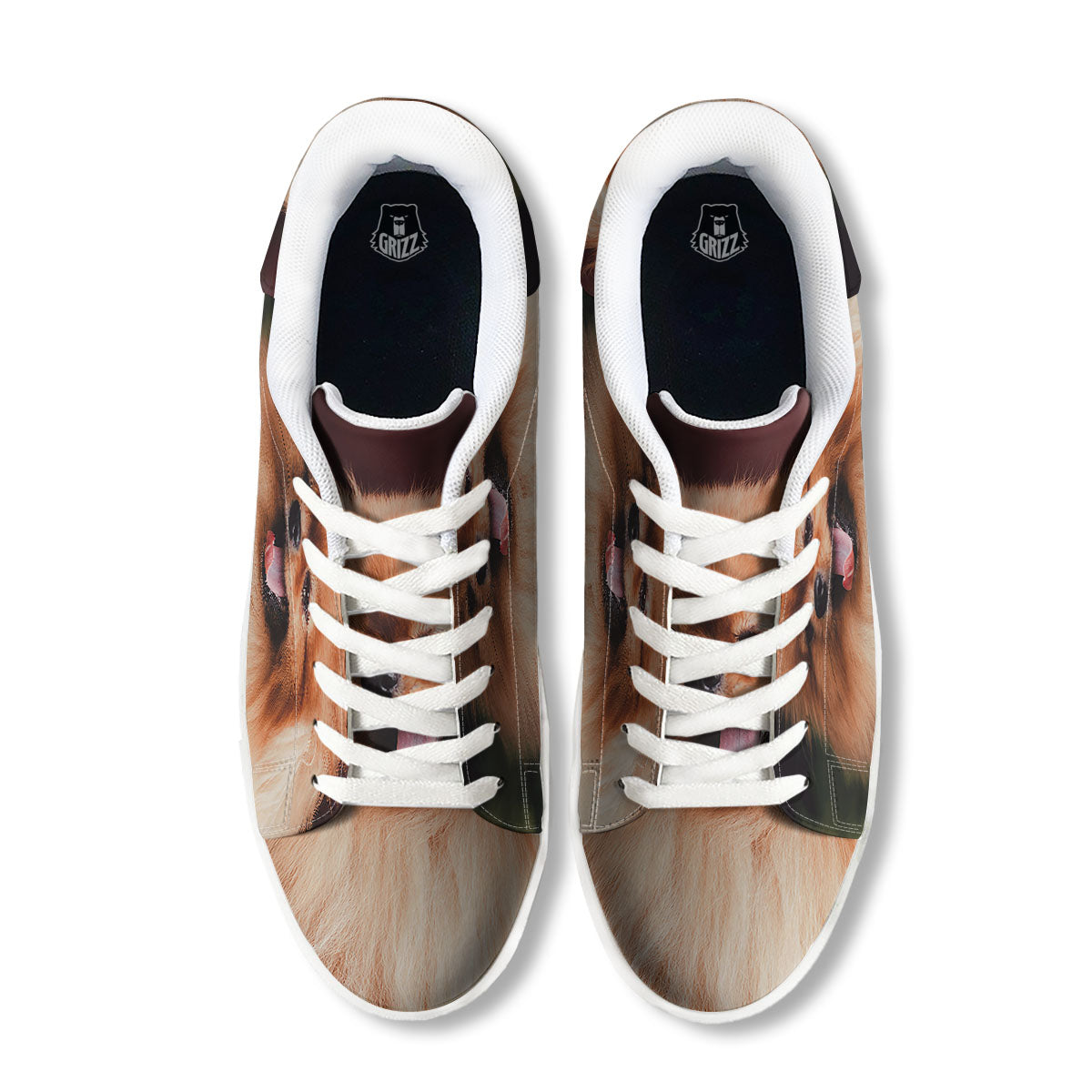 Portrait Vintage Pomeranian White Low Top Sneakers-grizzshop
