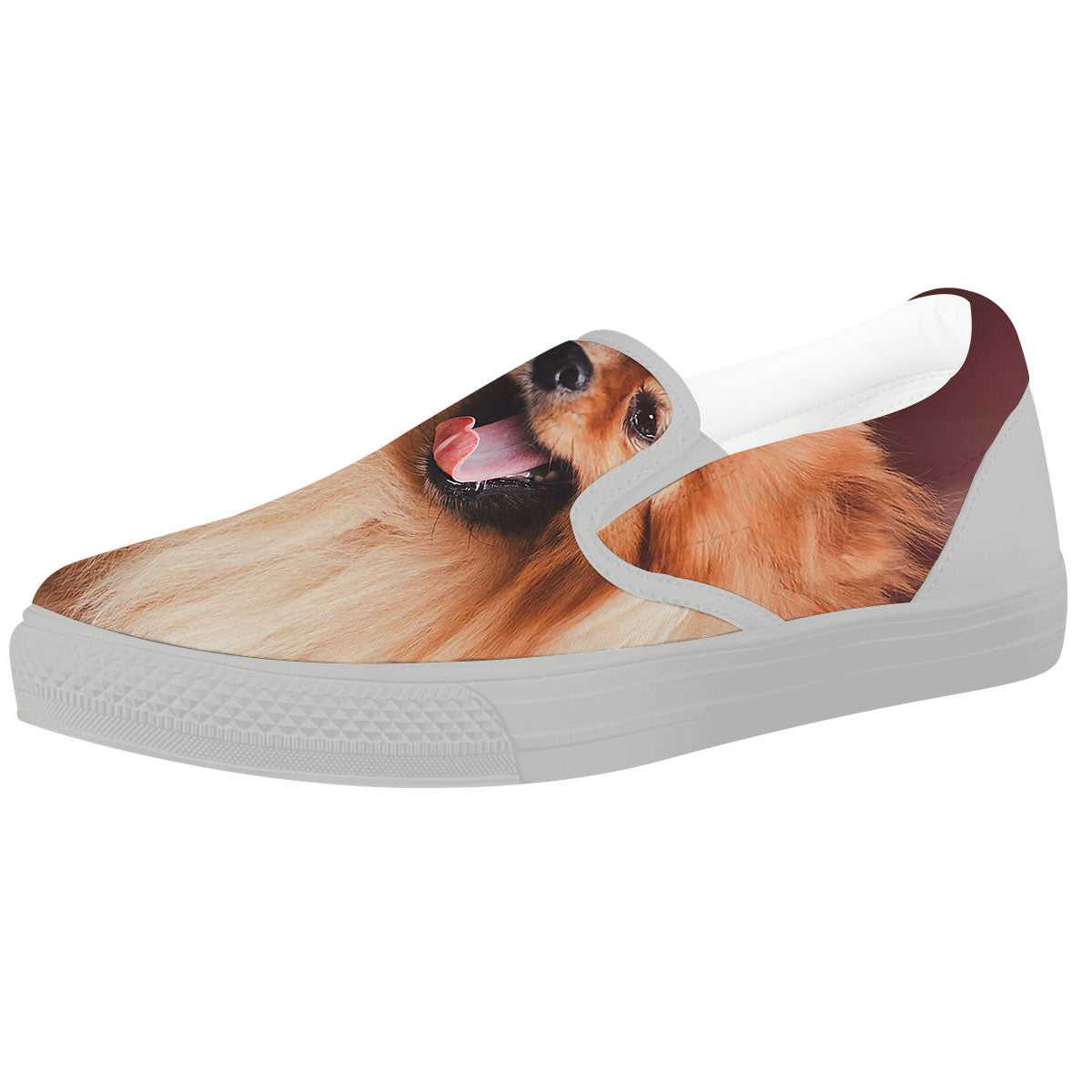 Portrait Vintage Pomeranian White Slip On Shoes-grizzshop