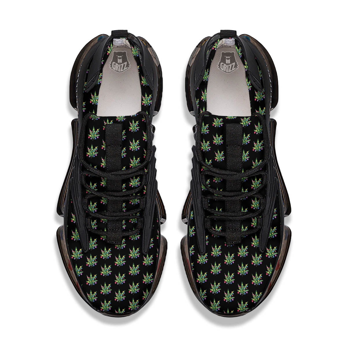Pot Leaf Christmas Print Pattern Black Gym Shoes-grizzshop