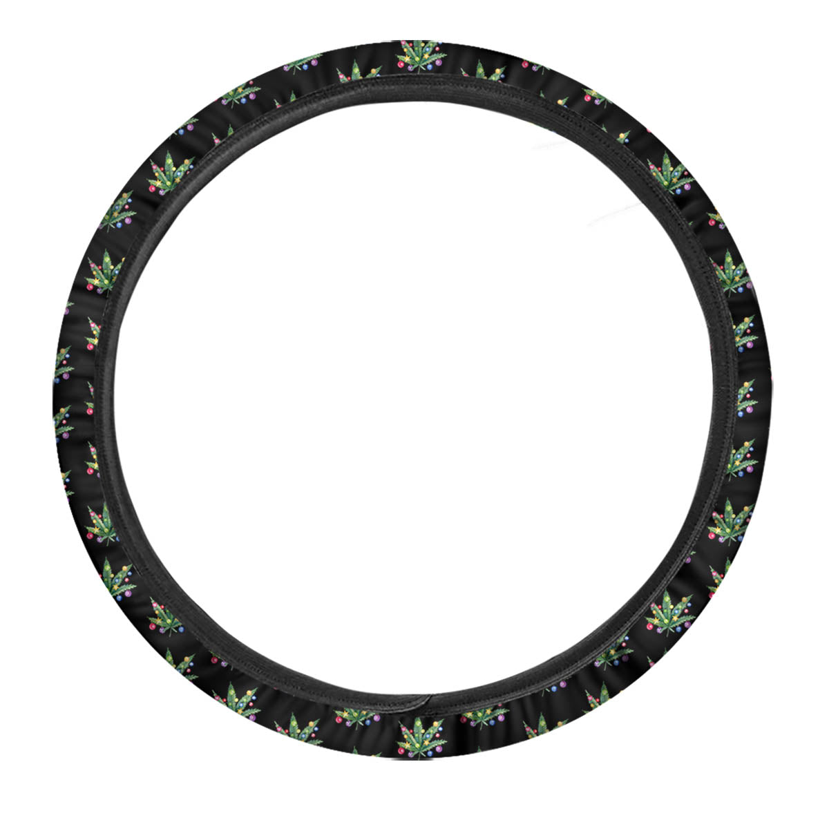 Pot Leaf Christmas Print Pattern Car Steering Wheel Cover-grizzshop