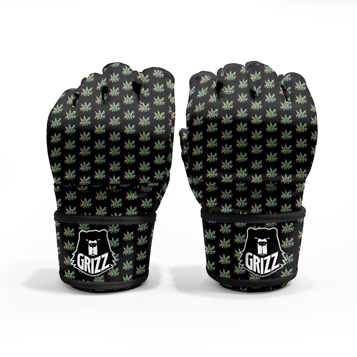 Pot Leaf Christmas Print Pattern MMA Gloves-grizzshop
