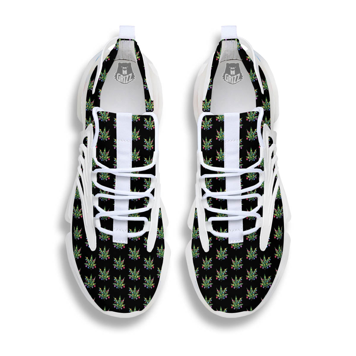 Pot Leaf Christmas Print Pattern White Gym Shoes-grizzshop