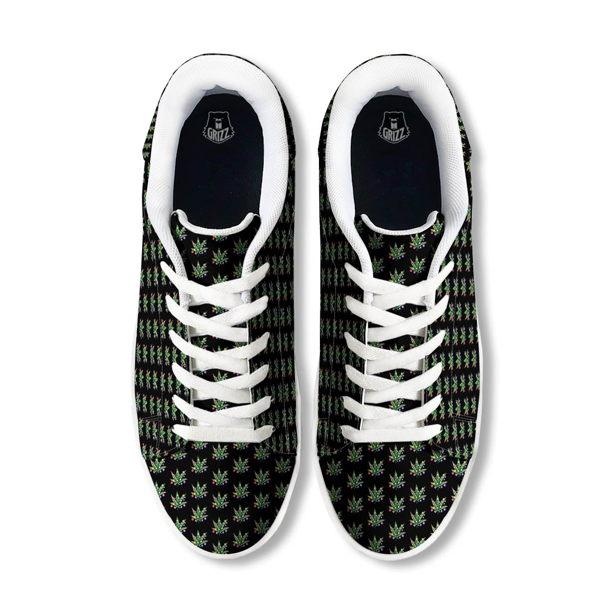 Pot Leaf Christmas Print Pattern White Low Top Sneakers-grizzshop