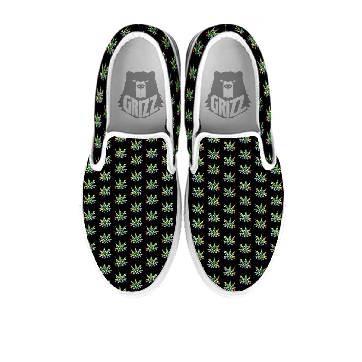 Pot Leaf Christmas Print Pattern White Slip On Shoes-grizzshop