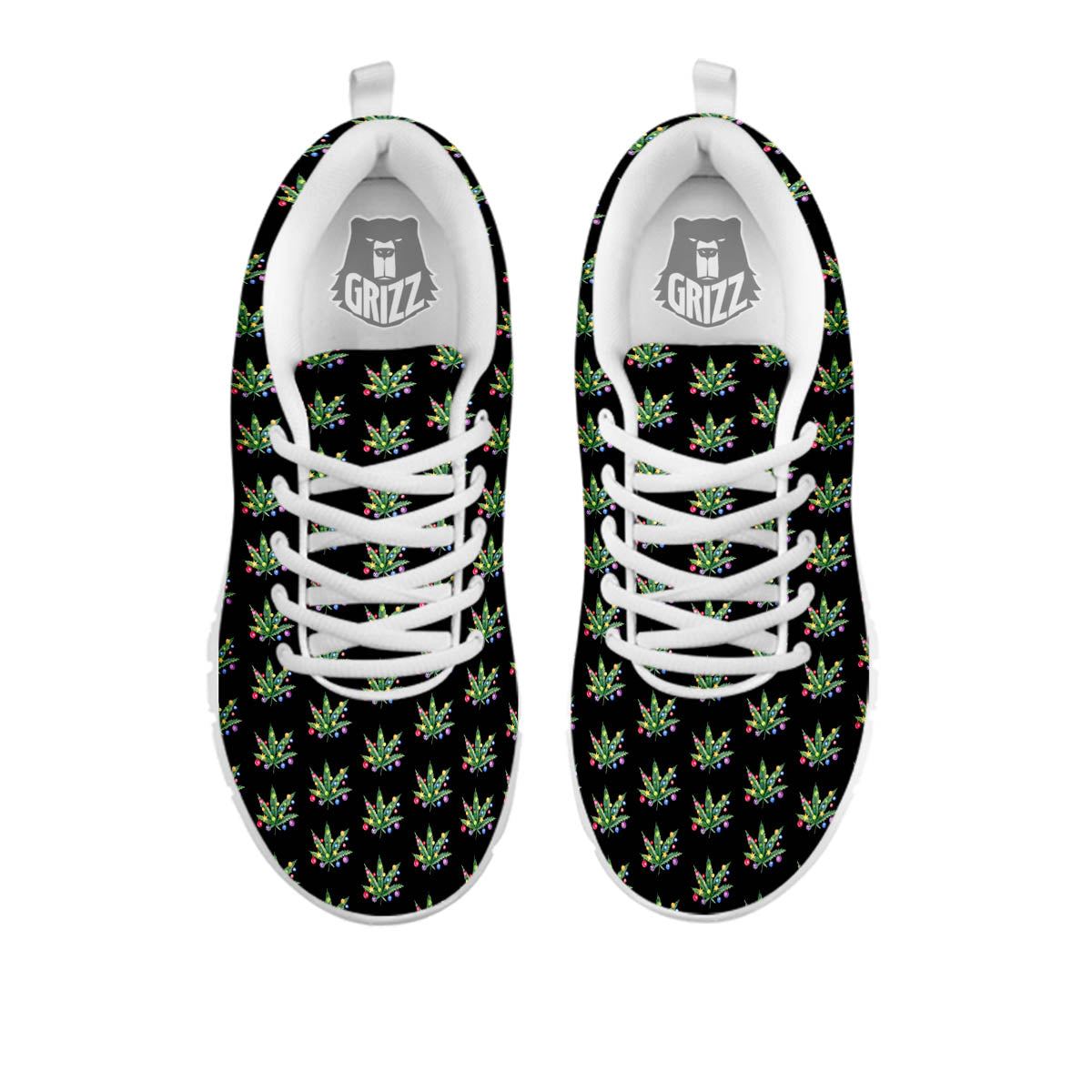 Pot Leaf Christmas Print Pattern White Sneaker-grizzshop