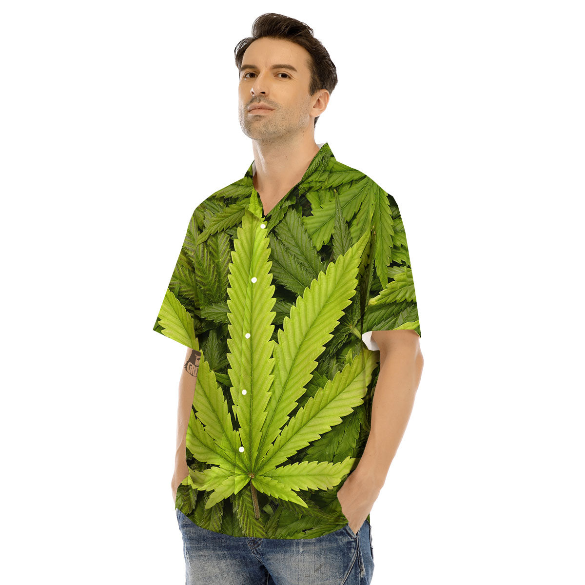 Pot Leaf Green Print Men's Hawaiian Shirt-grizzshop