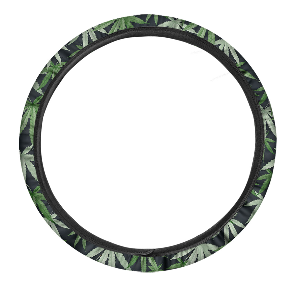 Pot Leaf Green Print Pattern Car Steering Wheel Cover-grizzshop