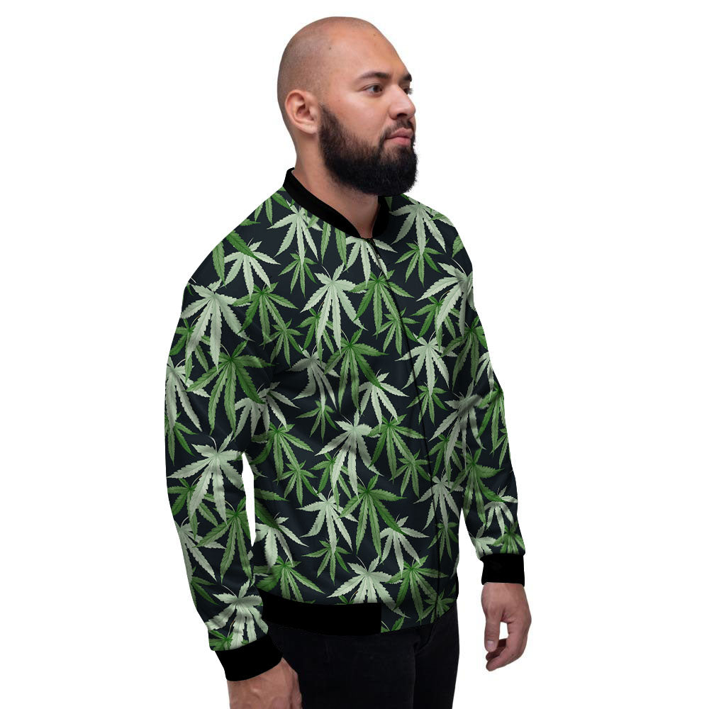 Pot Leaf Green Print Pattern Men's Bomber Jacket-grizzshop