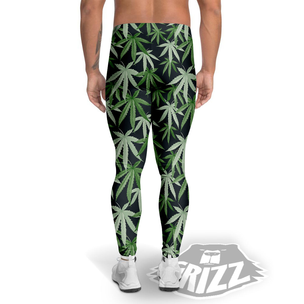 Pot Leaf Green Print Pattern Men's Leggings-grizzshop