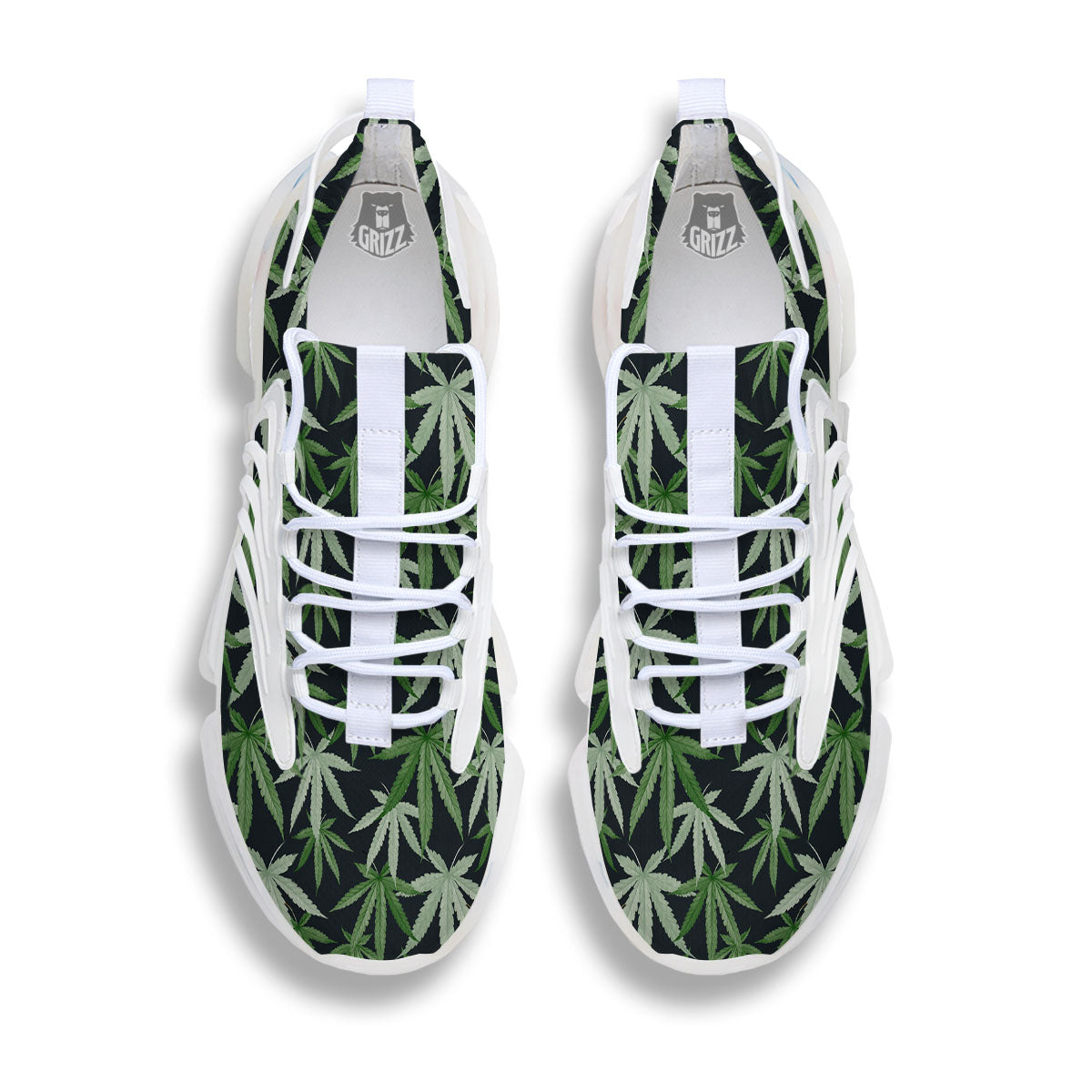 Pot Leaf Green Print Pattern White Gym Shoes-grizzshop
