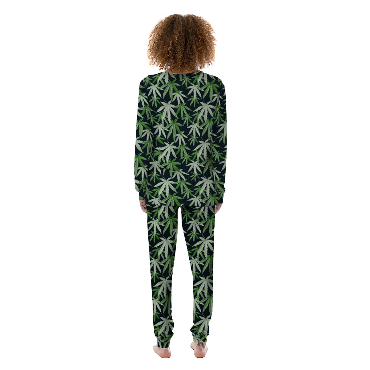 Pot Leaf Green Print Pattern Women's Pajamas-grizzshop