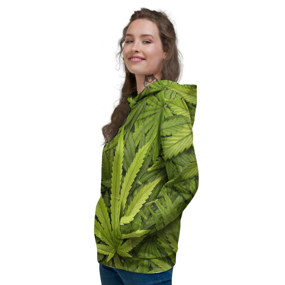 Pot Leaf Green Print Women's Hoodie-grizzshop