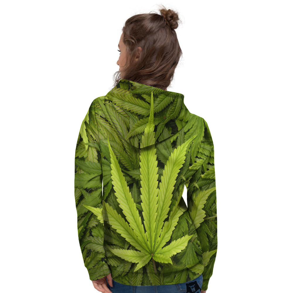 Pot Leaf Green Print Women's Hoodie-grizzshop