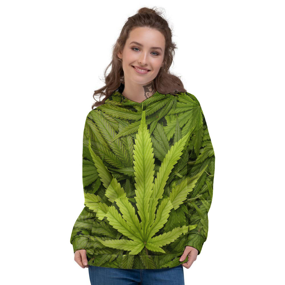 Pot Leaf Green Print Women's Hoodie-grizzshop