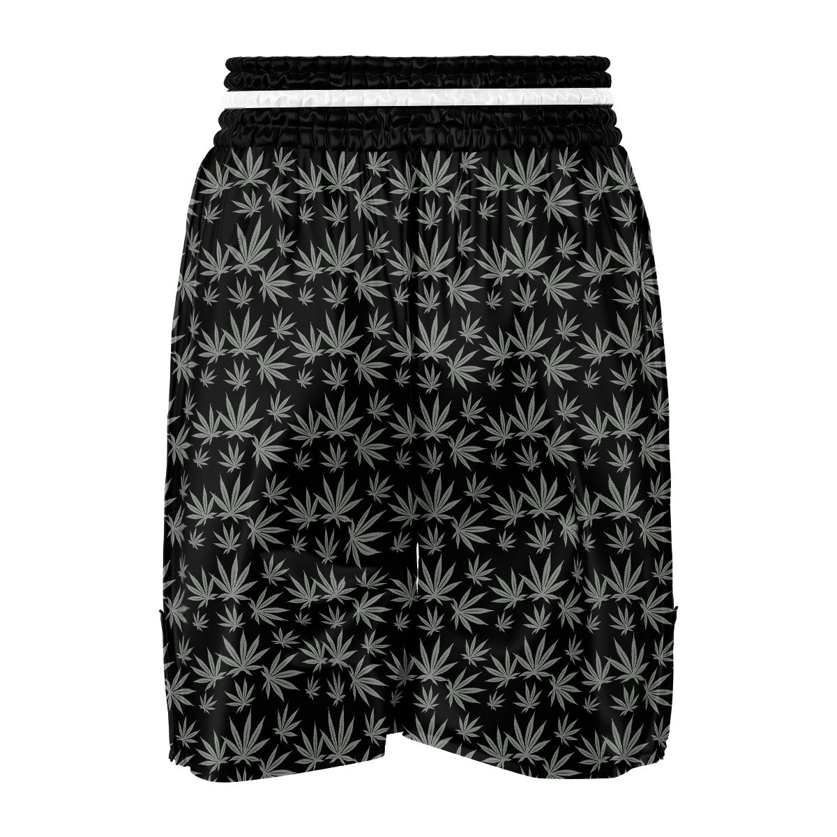 Pot Leaf Grey And Black Print Pattern Boxing Shorts-grizzshop