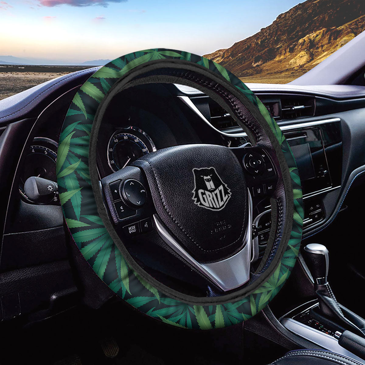 Pot Leaf Print Pattern Car Steering Wheel Cover-grizzshop