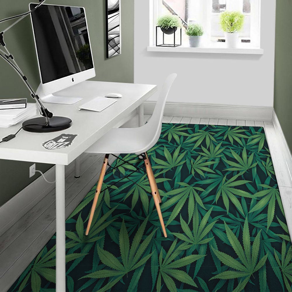 Pot Leaf Print Pattern Floor Mat-grizzshop