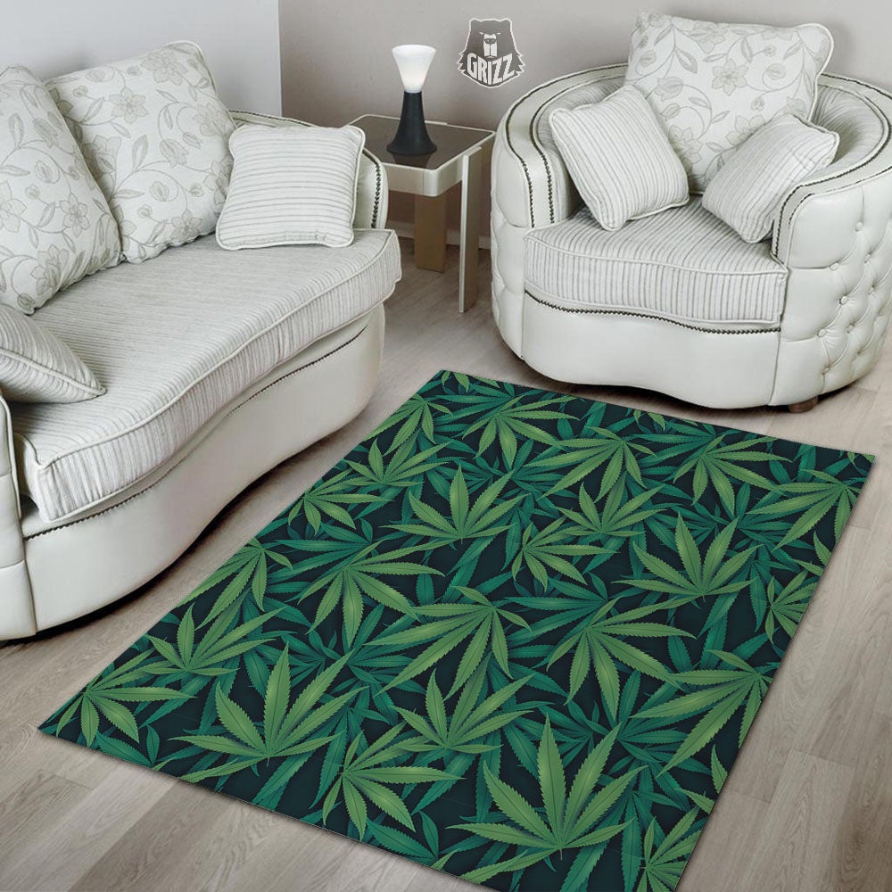 Pot Leaf Print Pattern Floor Mat-grizzshop