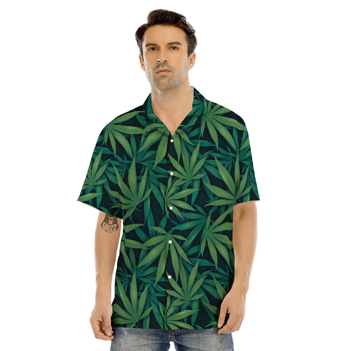 Pot Leaf Print Pattern Men's Hawaiian Shirt-grizzshop