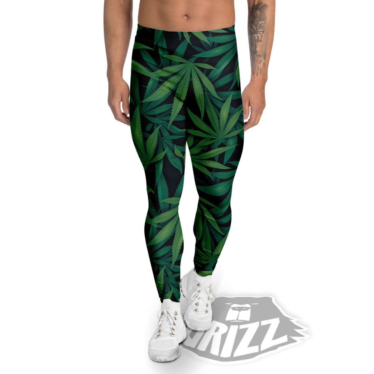 Pot Leaf Print Pattern Men's Leggings-grizzshop