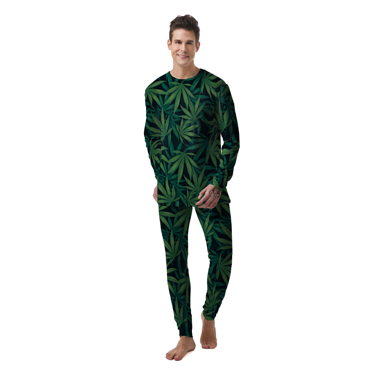 Pot Leaf Print Pattern Men's Pajamas-grizzshop