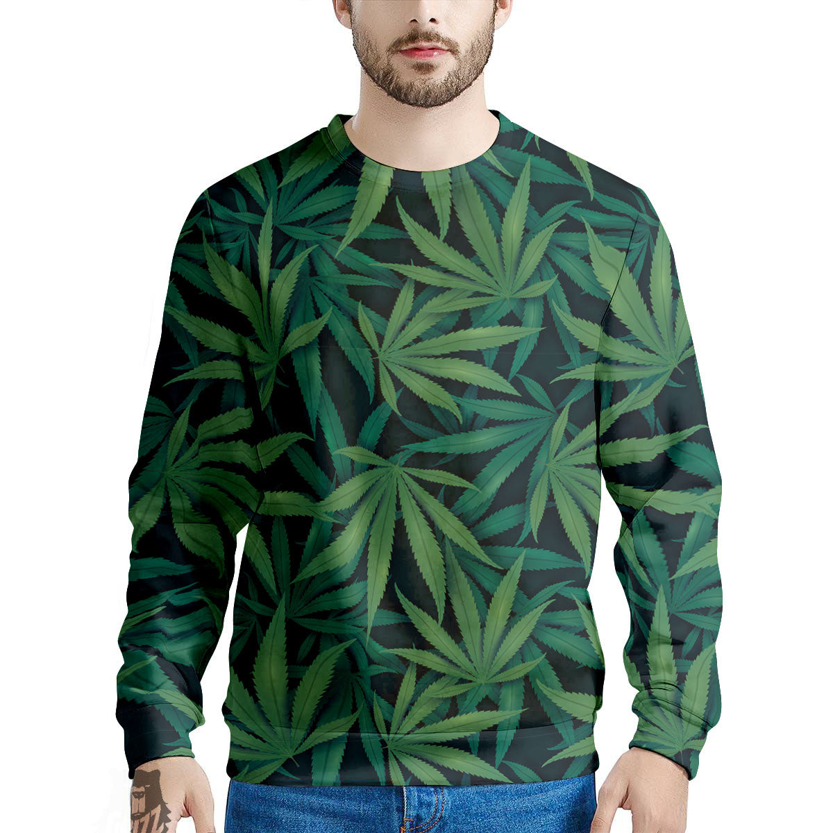 Pot Leaf Print Pattern Men's Sweatshirt-grizzshop