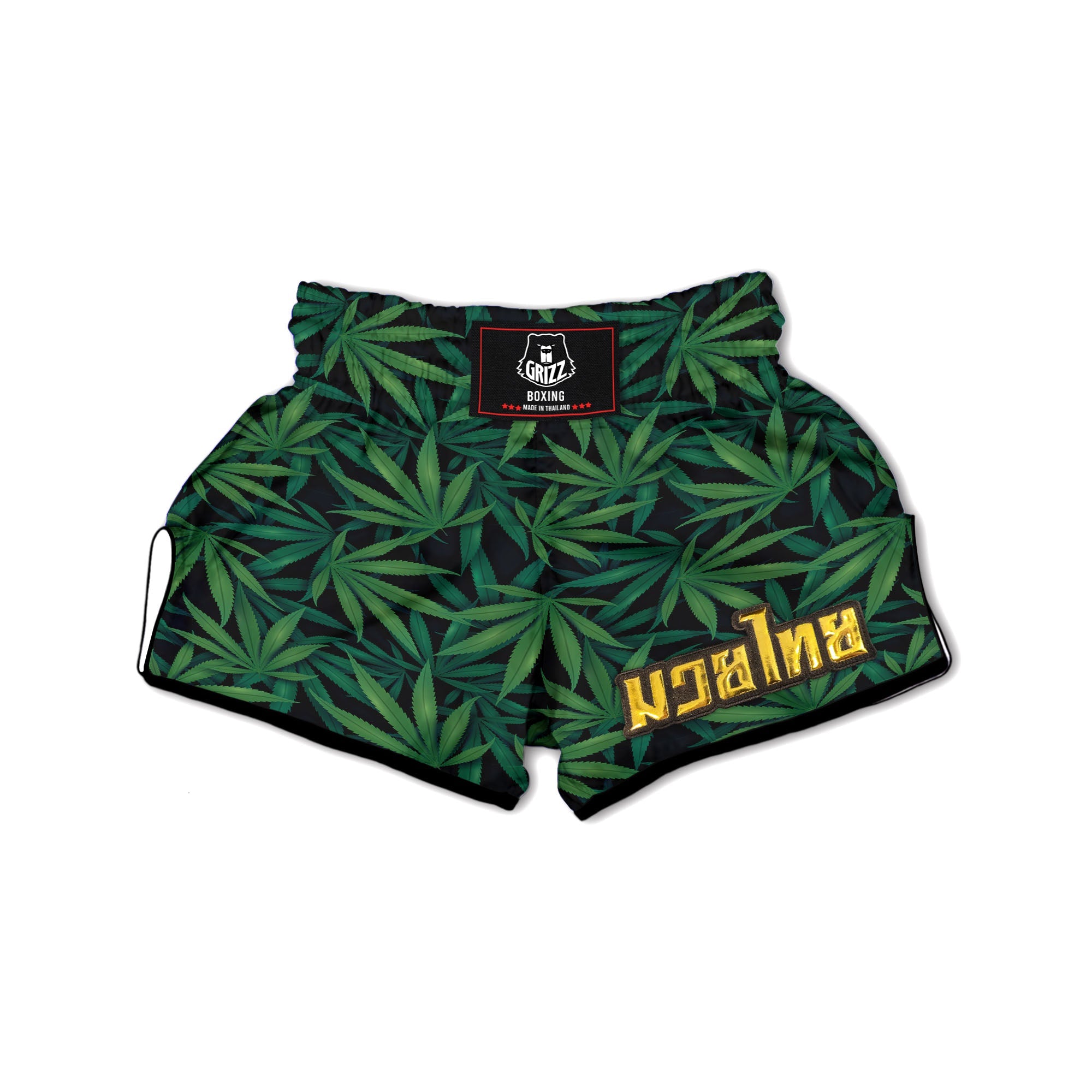 Pot Leaf Print Pattern Muay Thai Boxing Shorts-grizzshop