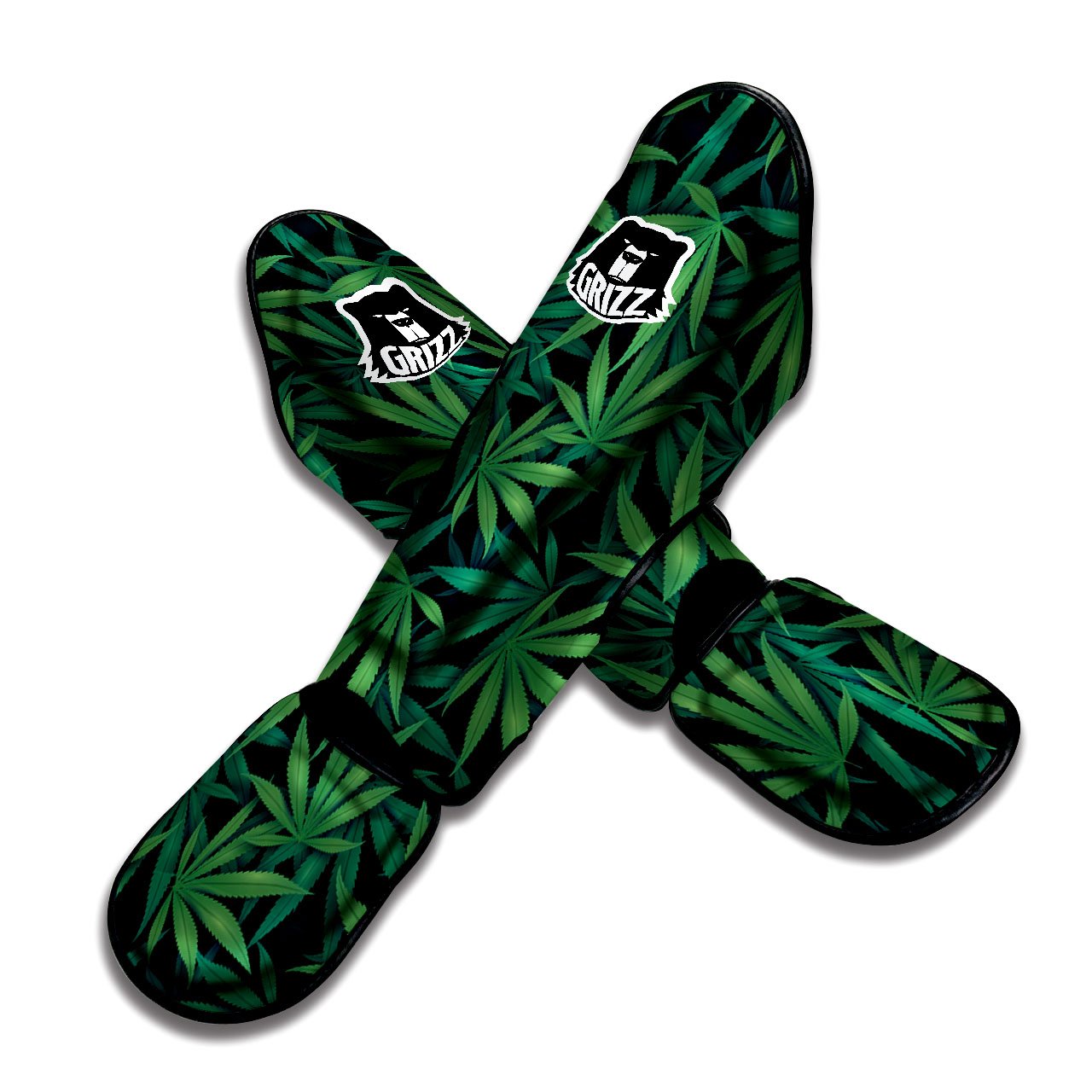 Pot Leaf Print Pattern Muay Thai Shin Guards-grizzshop