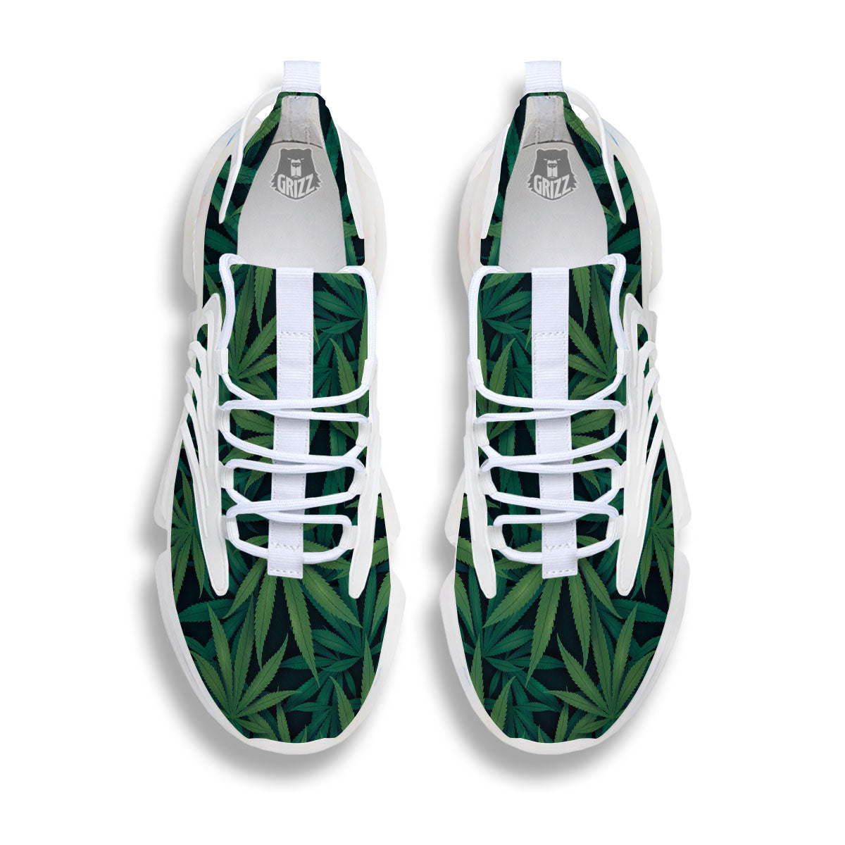 Pot Leaf Print Pattern White Gym Shoes-grizzshop