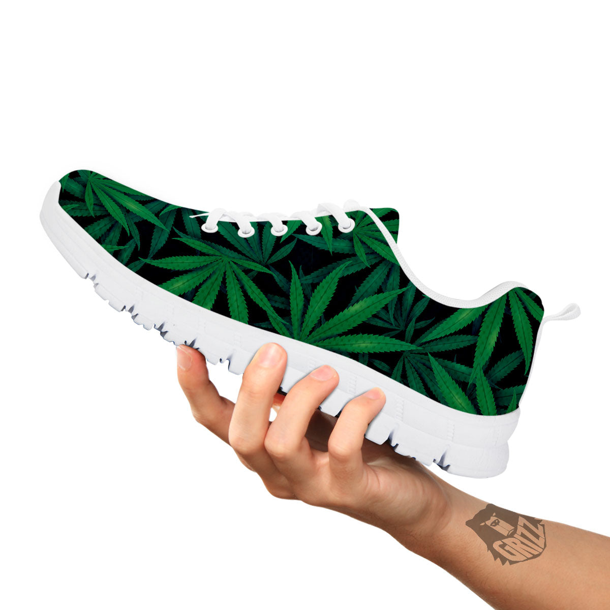 Pot Leaf Print Pattern White Sneaker-grizzshop